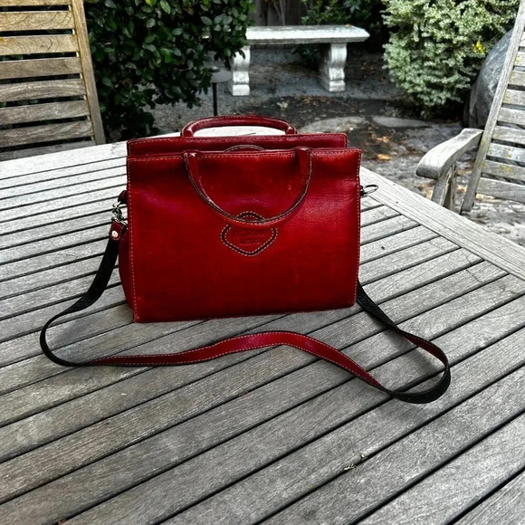 Moda D'Luciano Vintage Red Leather Handbag - Picture 3 of 10